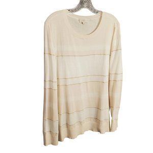 Loft Outlet Size XXL Sweater Lightweight Cotton Blend Shimmer Stripe Long Sleeve